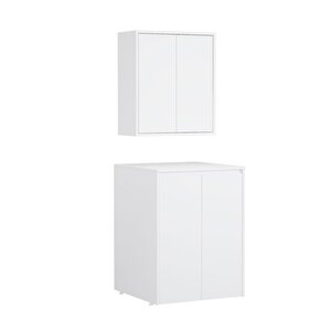 Sedir 70 Cm Mat Beyaz Çamaşır Dolabı Takımı