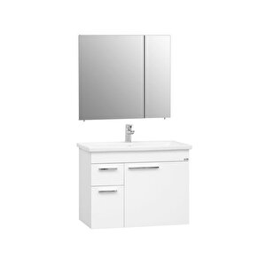 Enez 80 Cm Beyaz Banyo Dolabı Takımı (dolaplı Ayna)