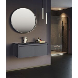 Lisbon 90 Cm Mat Antrasit Banyo Dolabı Takımı