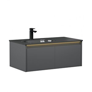 Lisbon 90 Cm Mat Antrasit Banyo Dolabı Takımı