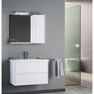 Düden 80 Cm Beyaz Banyo Dolabı Takımı