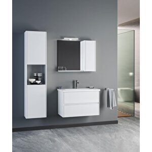 Düden 80 Cm Beyaz Banyo Dolabı Takımı