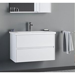 Düden 80 Cm Beyaz Banyo Dolabı Takımı