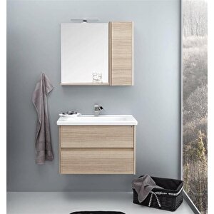 Düden 80 Cm Meşe Banyo Dolabı Takımı
