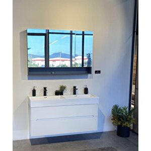 Malta 120 Cm Mat Beyaz Banyo Dolabı Takımı