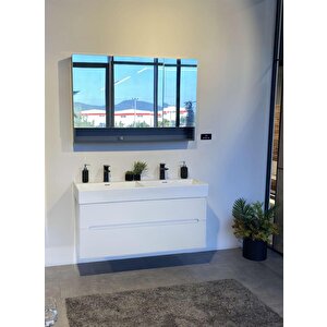 Malta 120 Cm Mat Beyaz Banyo Dolabı Takımı