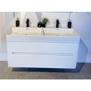 Malta 120 Cm Mat Beyaz Banyo Dolabı Takımı