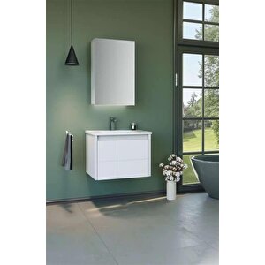 Orka Likya 65 Cm Mat Beyaz Banyo Dolabı Takımı