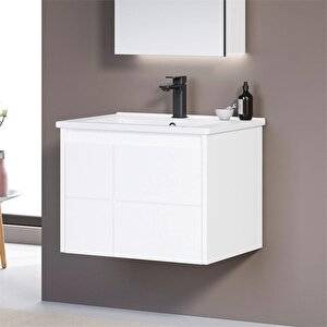 Orka Likya 65 Cm Mat Beyaz Banyo Dolabı Takımı