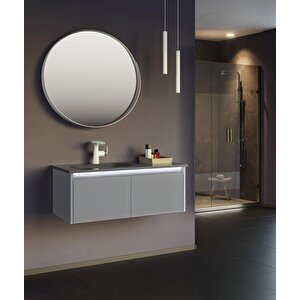 Lisbon 90 Cm Mat Gri Banyo Dolabı Takımı