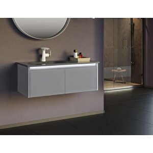 Lisbon 90 Cm Mat Gri Banyo Dolabı Takımı