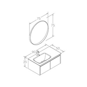 Orka Lisbon 90 Cm Mat Gri Banyo Dolabı Takımı