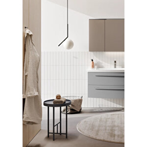 Urla 110 Cm Parlak Gri Banyo Dolabı Takımı (ledli-dolaplı Ayna)