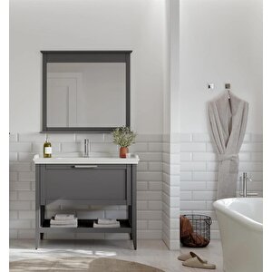 Bastle 100 Cm Mat Gri Banyo Dolabı Takımı