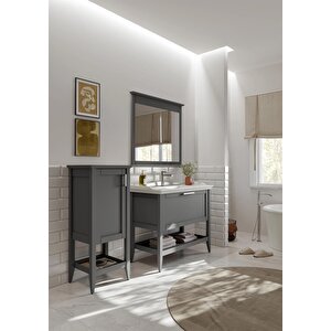 Bastle 100 Cm Mat Gri Banyo Dolabı Takımı