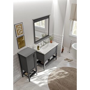 Orka Bastle 100 Cm Mat Gri Banyo Dolabı Takımı