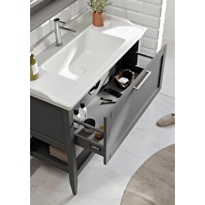 Orka Bastle 100 Cm Mat Gri Banyo Dolabı Takımı