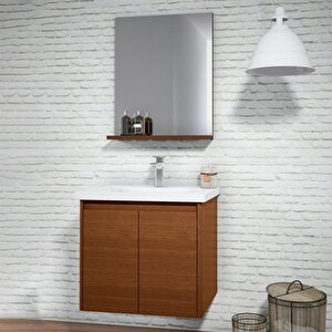 Düden 60 Cm Ceviz Kapaklı Banyo Dolabı Takımı