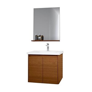 Düden 60 Cm Ceviz Kapaklı Banyo Dolabı Takımı