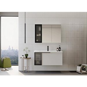 Pure 100 Cm Mat Beyaz Banyo Dolabı Takımı