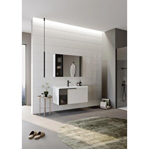 Pure 100 Cm Mat Beyaz Banyo Dolabı Takımı
