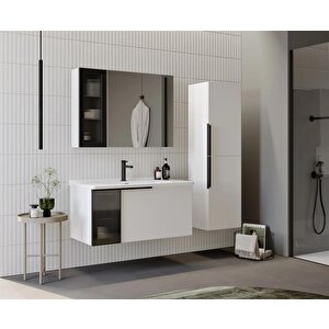 Orka Pure 100 Cm Mat Beyaz Banyo Dolabı Takımı