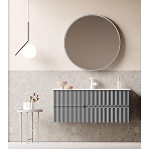 Moonlight 120 Cm Mat Gri Banyo Dolabı Takımı