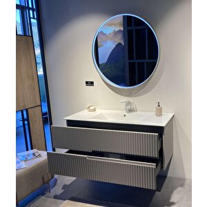 Moonlight 120 Cm Mat Gri Banyo Dolabı Takımı