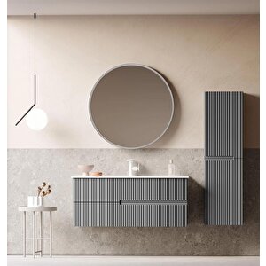 Orka Moonlight 120 Cm Mat Gri Banyo Dolabı Takımı