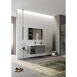 Pure 100 Cm Mat Gri Banyo Dolabı Takımı