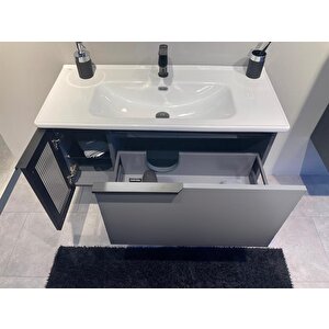 Pure 100 Cm Mat Gri Banyo Dolabı Takımı