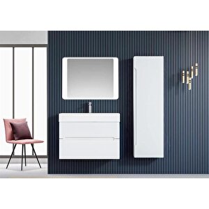 Malta 80 Cm Mat Beyaz Banyo Dolabı Takımı