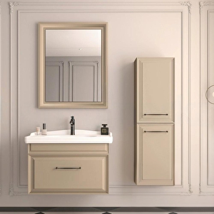 Design 85 Cm Mat Cappucino Banyo Dolabı Takımı