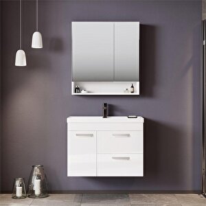 Nova 80 Cm Beyaz Banyo Dolabı Takımı
