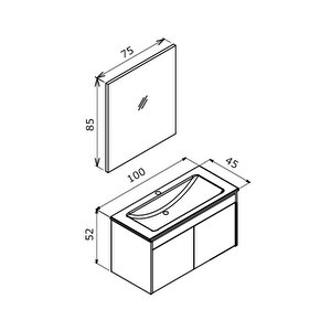 Orka Trio 100 Cm Kapaklı Beyaz Banyo Dolabı Takımı