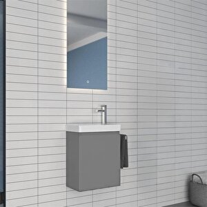 Ferla 40 Cm Mat Gri Banyo Dolabı Takımı