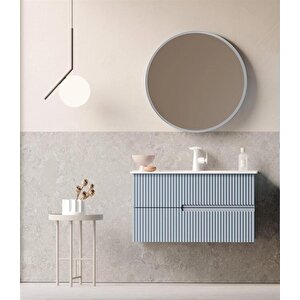 Moonlight 90 Cm Mat Mavi Banyo Dolabı Takımı