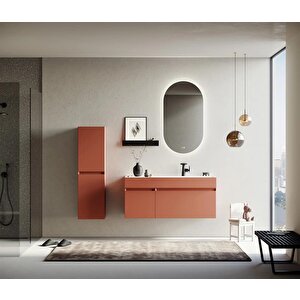 Orka Lusso 120 Cm Mat Tarçın Ledli Ayna Banyo Dolabı Takımı