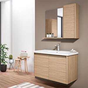 Düden 80 Cm Meşe Kapaklı Banyo Dolabı Takımı