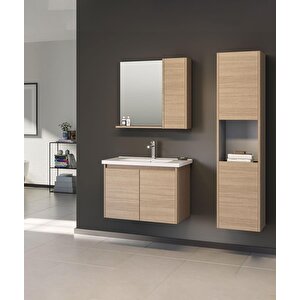 Düden 80 Cm Meşe Kapaklı Banyo Dolabı Takımı