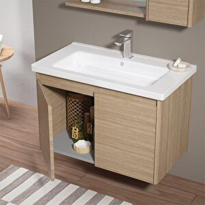Orka Düden 80 Cm Meşe Kapaklı Banyo Dolabı Takımı
