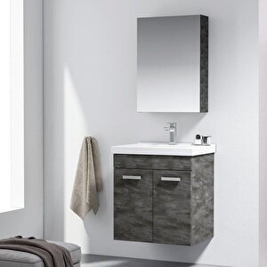 Enez 55 Cm Irony Banyo Dolabı Takımı (dolaplı Ayna)