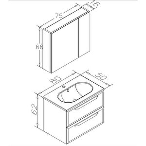 Nuvola 80 Cm Beyaz Banyo Dolabı Takımı
