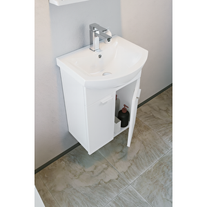 Soma 45 Cm Beyaz Banyo Dolabı Takımı (etajerli Ayna)