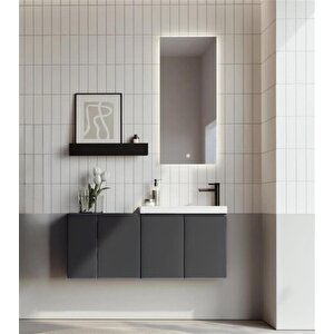 Ferla 110 Cm Mat Antrasit Banyo Dolabı Takımı