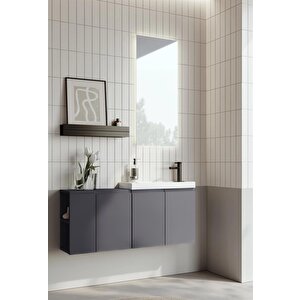 Ferla 110 Cm Mat Antrasit Banyo Dolabı Takımı