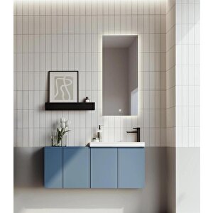 Ferla 110 Cm Mat Mavi Banyo Dolabı Takımı