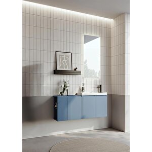 Ferla 110 Cm Mat Mavi Banyo Dolabı Takımı