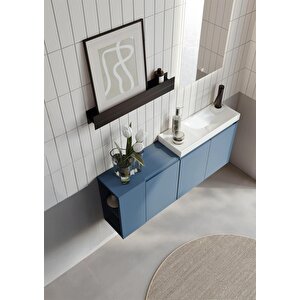 Orka Ferla 110 Cm Mat Mavi Banyo Dolabı Takımı