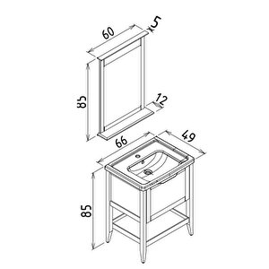 Bastle 65 Cm Beyaz Banyo Dolabı Takımı